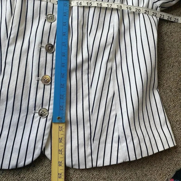 Chaps Lined Jacket White Black Horizontal Striped ButtonUp Sz1X Business Career - Picture 2 of 10